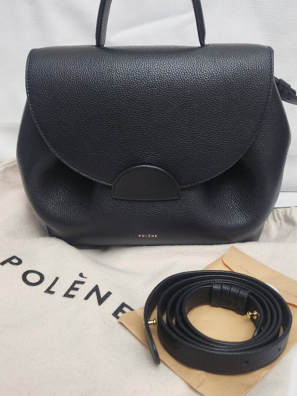 Polène Numéro Un Bag – Black Textured / Pebbled Leather